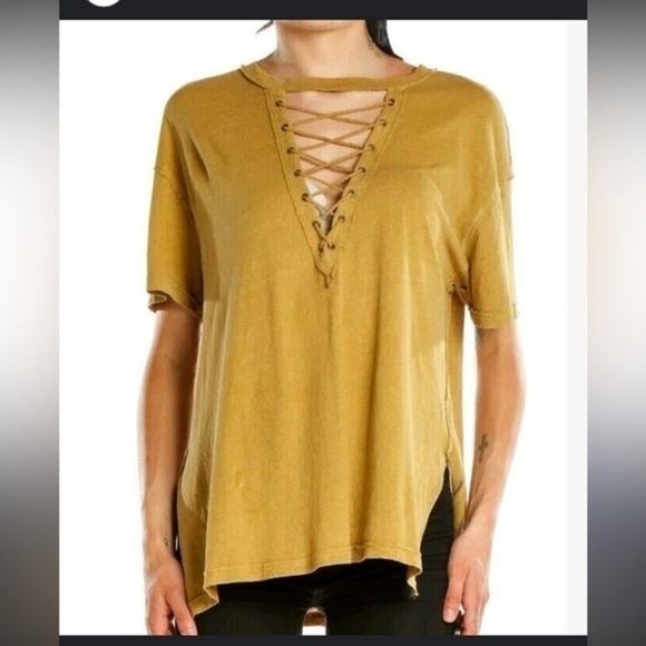 We The Free Tops - We The free Tan Lace-Up Tunic Top